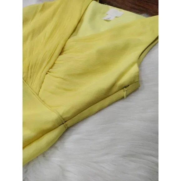 J. Crew Evie Sleeveless Silk Chiffon V-Neck Mini Butter Yellow Whimsy Size 6P - Picture 9 of 9